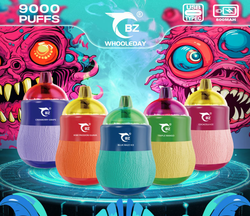 9000Puffs GD-406 Disposable two-color structure, with breathing effect light, soft rubber envelope